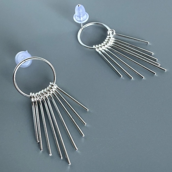 Sterling Silver Fringe Dangle Earrings - Picture 5 of 6
